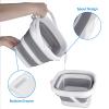 2 Pack Collapsible Buckets 5L 1.3Gallon Small Cleaning Bucket for Household Portable Plastic Bucket Outdoor Car Washing Tub Foldable Camping Beach Sand Water Pot Pail Space Saving Square Grey view 4