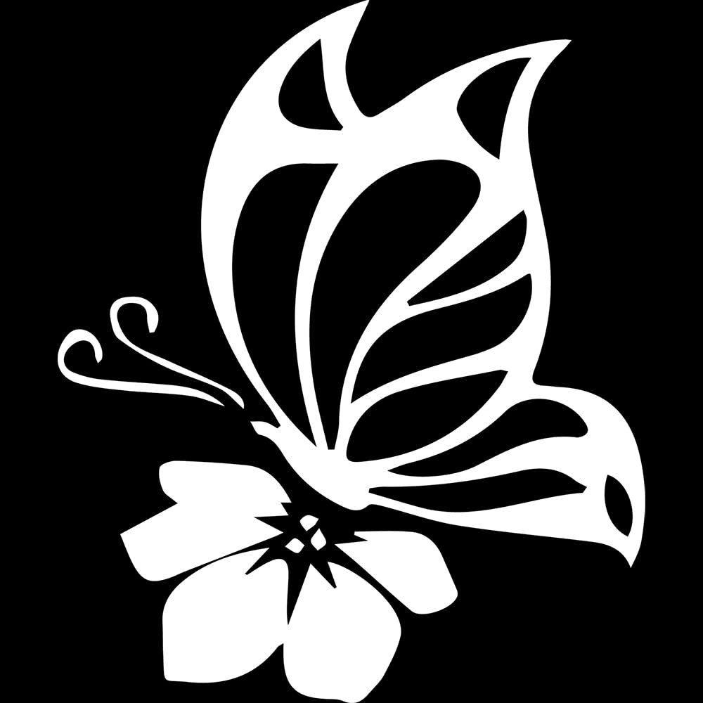 Transparent Decal Stickers of Symbol Butterfly Flower (White) Premium Waterproof Vinyl Decal Stickers for Laptop Phone Accessory Helmet Car Window Mug Tuber Cup Door Wall Decora ANDSKUS077374WH080322