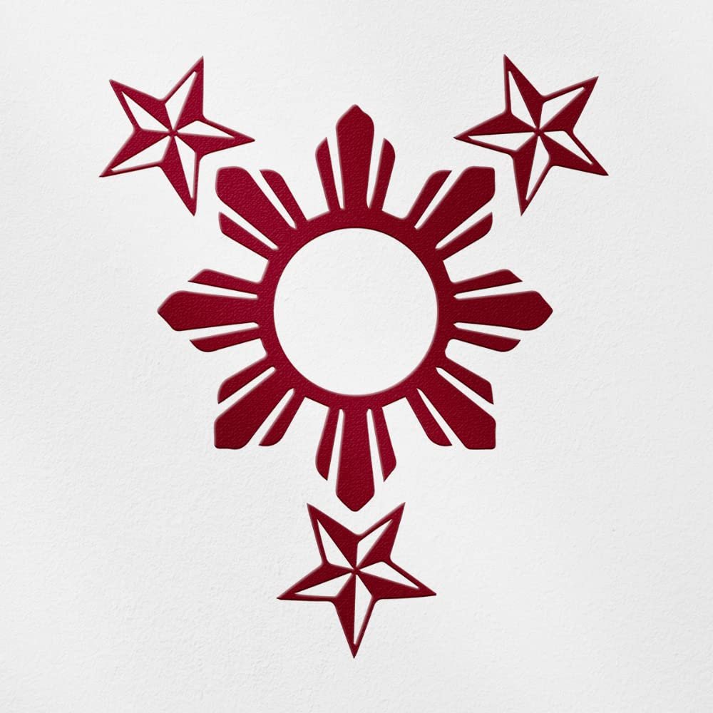 Transparent Decal Stickers of 3 Stars One Sun (Burgundy) Premium Waterproof Vinyl Decal Stickers for Laptop Phone Accessory Helmet Car Window Mug Tuber Cup Door Wall Decoration ANDSKUS515734RE080322