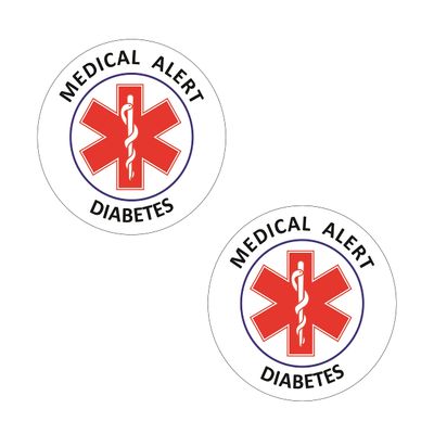 Diabetes Medical Alert Stickers 4" Reflective Vinyl Decals (Pack of 2), Weatherproof for Wheelchairs, Windows, Car Bumpers, Indoor/Outdoor Use