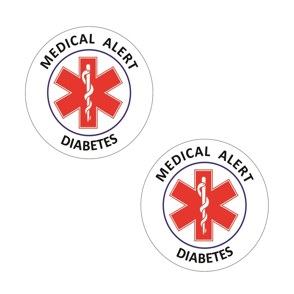 Diabetes Medical Alert Stickers 4" Reflective Vinyl Decals (Pack of 2), Weatherproof for Wheelchairs, Windows, Car Bumpers, Indoor/Outdoor Use
