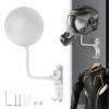 Kikerike Motorcycle Helmet Rack Wall Mount 180 Degree Rotation Metal Armet Holder Bicycle Burgonet Display Hanger Stand with 2 Hooks for Bike Baseball Rugby Helmet - White, 1 Pcs view 1