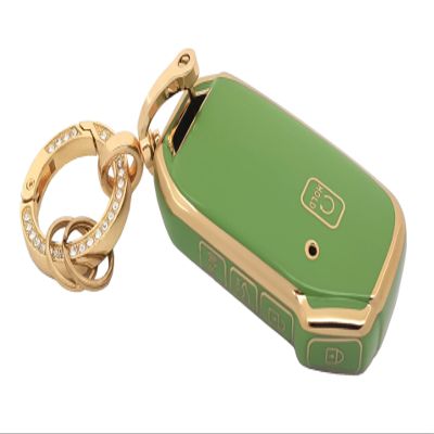 chyoekey Key Fob Cover for Kia with Keychain Soft TPU Full Protection Car Key Case Cover Compatible with Kia Ceed Cerato Forte Niro Seltos Sorento Soul Sportage Telluride (Green)