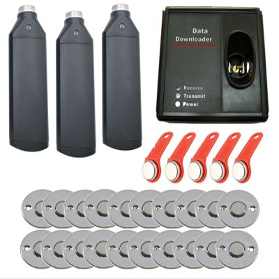 3pcs Wand Reader DS1990A Contact Touch Guard Tour Patrol Systems iButton Guard Patrol Kit with Data Downloader + 20pcs Check Points