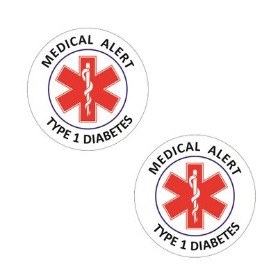 Type 1 Diabetes Medical Alert Stickers 4" Reflective Vinyl Decals (Pack of 2), Weatherproof for Wheelchairs, Windows, Car Bumpers, Indoor and Outdoor Use
