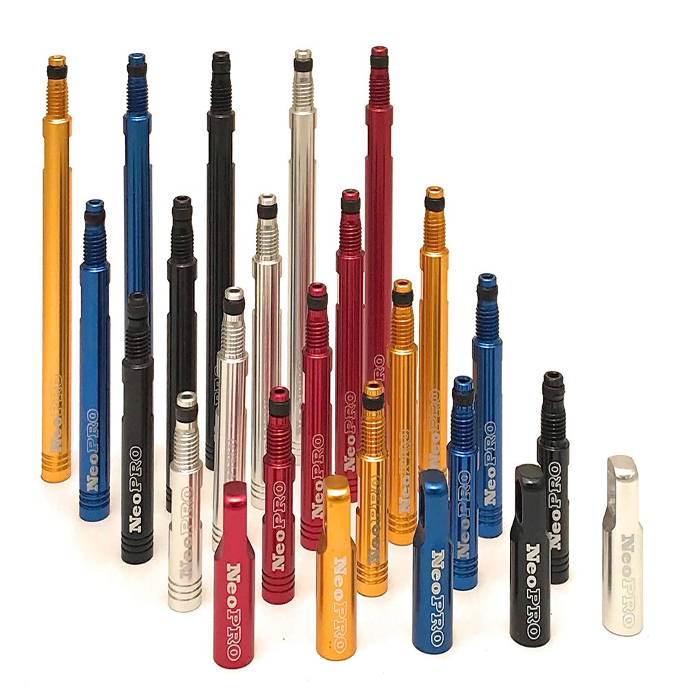 NeoPRO Presta Valve Extension Extender with CNC Cap and Core Kit (Pack of 2) Available Lengths 20,30,40,60 mm - 5 Colors (Red, 30mm)