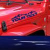 Custom Letters Your Text Mountains Range Theme Decal Sticker Hood Fender Compatible with All Jeeps Wrangler Rubicon Gladiator JK TJ YJ CJ 23X4 Inches Set of 2 Identical Decals. - Blue view 1