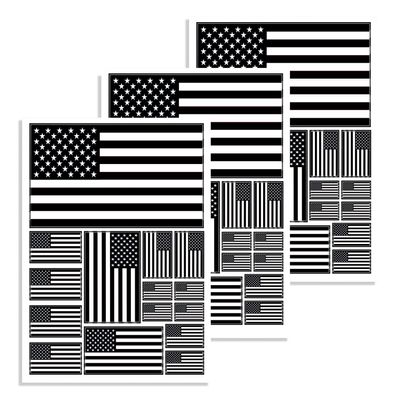 CANTENDO 3Pack Black US American Flag Decal - Black US American Flags Reflective Vinyl Car Stickers - for Car Window Bumper Waterproof Sticker (12 x 8.5 Inch)