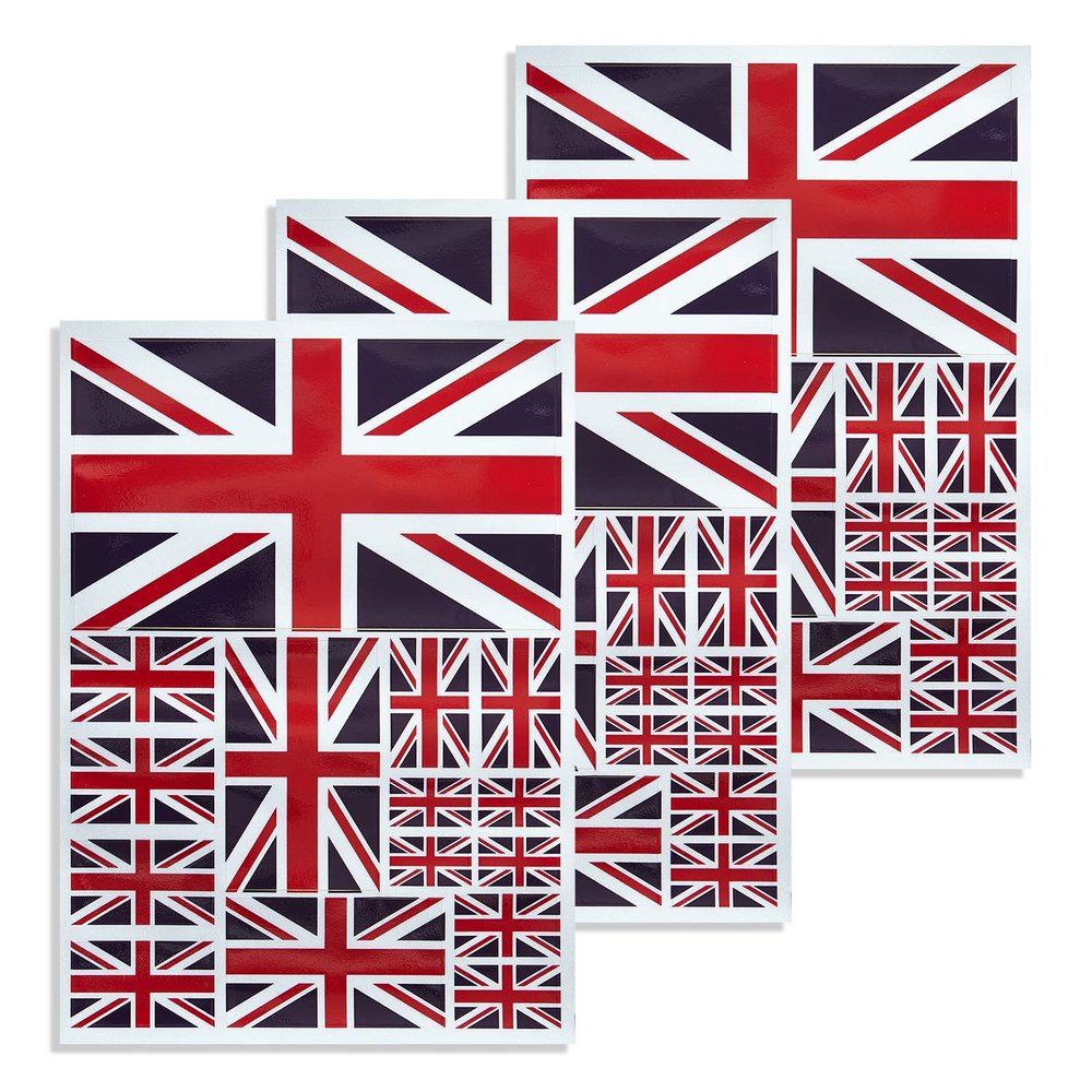 CANTENDO 3Pack U.K Flag Decal - U.K Flags Reflective Vinyl Car Stickers - for Car Window Bumper Waterproof Sticker (12 x 8.5 Inch)