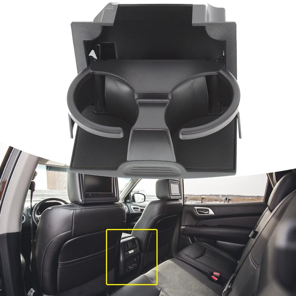 ANTUKO Rear Center Console Black Cup Holder Insert Replacement for 2006-2019 Pathfinder Frontier Xterra 96965-ZP00C