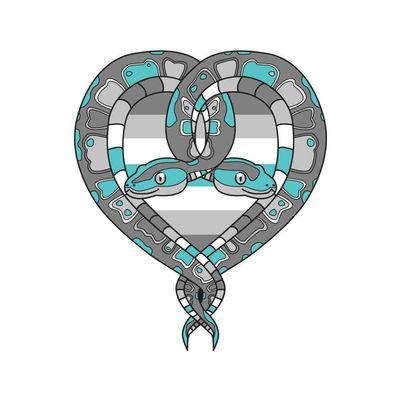 Dark Spark Decals LibraMasculine Boa Constrictors, Snake Heart LGBTQ+ Flag - 8 Inch Full Color Vinyl Decal for Indoor or Outdoor use, Cars, Laptops, Dcor, Windows, and More