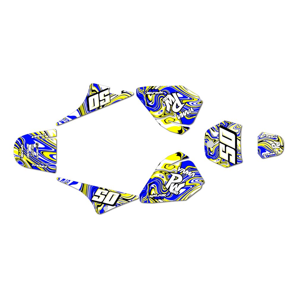 Kalair GFX Graphics Kit for YAMAHA PW80 (All Years) SNAGGED Series Yellow 16 Mil - On/Off the Road - Dirt pit bike motorcycle sticker, dirtbike racing decal motocross accessories no-plastics