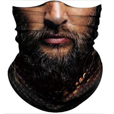 Obacle Skull Face Mask Sun UV Dust Wind Protection Tube Mask Seamless Bandana Skeleton Face Mask for Men Women Bike Riding Motorcycle Cycling Biker Outdoor Festival (Men with Beard Handsome)