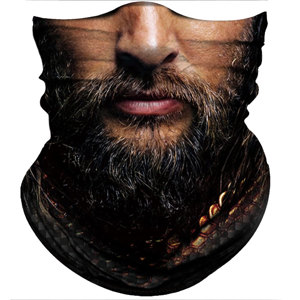 Obacle Skull Face Mask Sun UV Dust Wind Protection Tube Mask Seamless Bandana Skeleton Face Mask for Men Women Bike Riding Motorcycle Cycling Biker Outdoor Festival (Men with Beard Handsome)