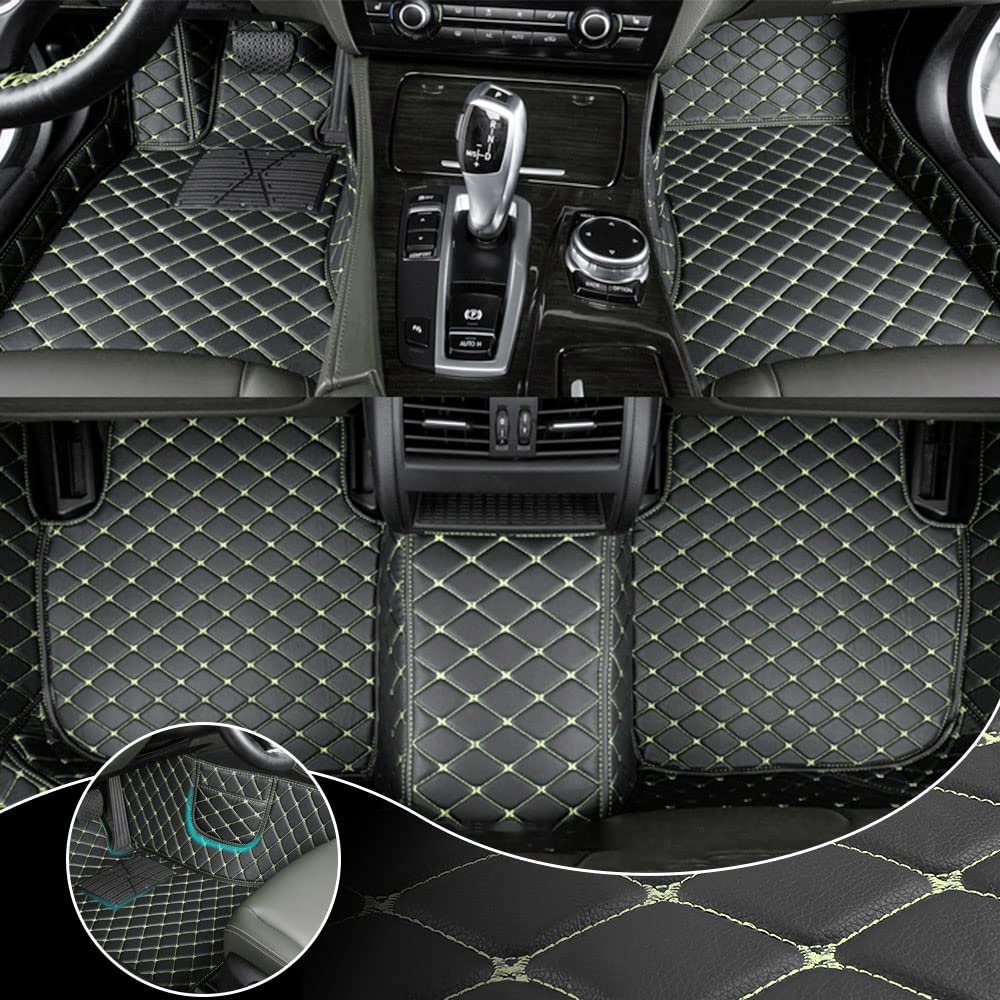 Fit for Cadillac XT4 2019-2022 Custom Car Floor Mats Luxury Leather Waterproof Anti-Slip Full Coverage Front Rear Floor Liners (Choose: for XT4 2021-2022 / Black Beige)