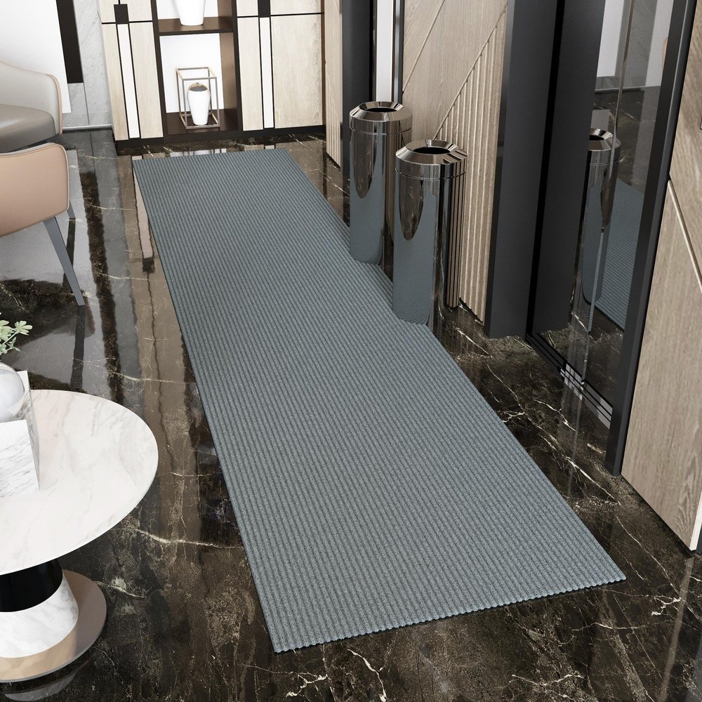 Ottomanson 2'7" x 25' Hallway Runner with Scraper Pile - Extra Durable Non-Slip Rug Mat for Indoor & Outdoor Use - Ideal for Kitchen, Entryway & Garage - High-Traffic Carpet, Gray