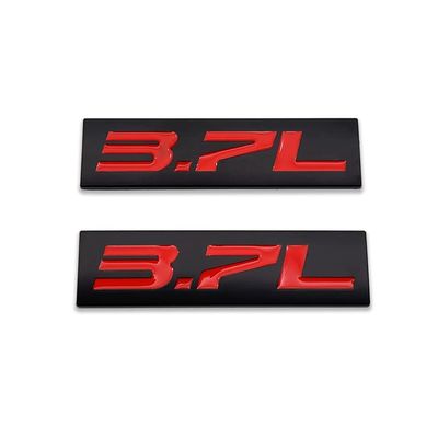 AxleZx 2X Chrome Metal 3.7L Logo Car Emblem Premium 3D 3.7 V6 Badge Auto Door Fender Sticker Side Wing Decal (3.7L,Black&Red)