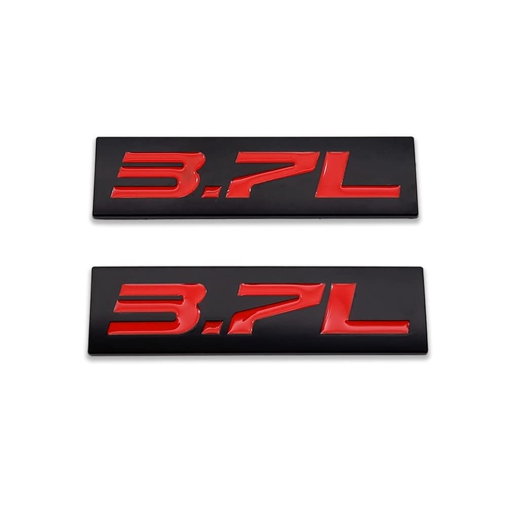 AxleZx 2X Chrome Metal 3.7L Logo Car Emblem Premium 3D 3.7 V6 Badge Auto Door Fender Sticker Side Wing Decal (3.7L,Black&Red)