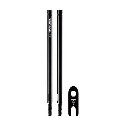 Topeak Valve Extender Set 70 mm Pair, Black Aircraft-Grade Aluminum Presta Valve Extensions with Valve Tool for Easy Inflation and Improved Air Seal Performance