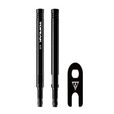 Topeak Valve Extender Set 40mm Pair, Black CNC Aluminum Presta Valve Extenders with Valve Core Tool, Lightweight 1.8g Each, Easy Inflation for Deep Aero Wheels & Tubeless Setups