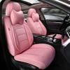 TIEHESYT Pink Car Seat Covers Front Pair, Breathable Leather Automotive Front Seat Covers & Headrest for Comfortable Driving, Universal Auto Interior Fit for Most Kinds of Vehicles view 1