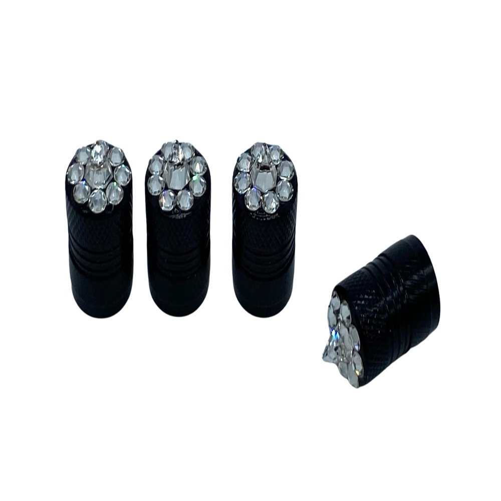 RVM Designs 4 Handmade Bling Clear Crystal Spike Corrosion Resistant Tire Valve Stem Caps Created with Swarovski Crystals