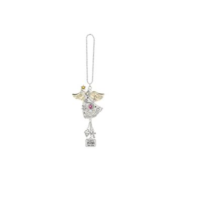 Ganz Angel Car Charm, Zinc and Iron, 2 Inches Width, 2 Inches Height, Silver and Gold