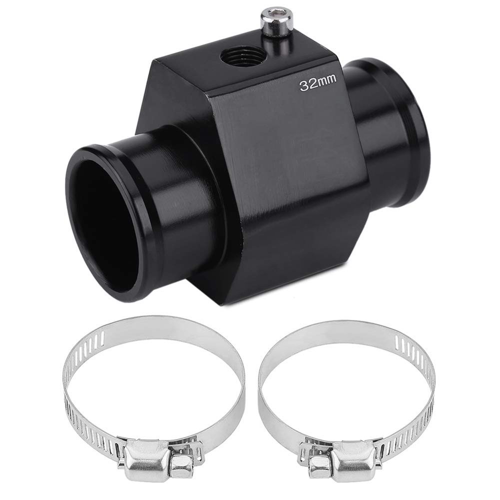 Car Water Temp Temperature Joint, Water Temp Hose Attachment Adapter, Aluminum Alloy Car Water Temp Temperature Joint Pipe Hose Sensor Gauge Adapter with Clamps