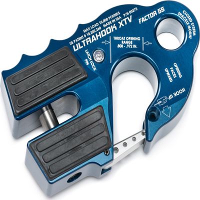 Factor 55 Ultrahook XTV Closed System Shackle Mount, Max Rated Load: 10,000 Pounds and Breaking Strength: 21,000 Pounds - Blue