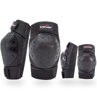 WIRUN 4pcs Motorcycle Knee Shin Guards Adjustable Elbow Guard Pads Crashproof Nonslip Knee Cap Pads Protector for Motocross Racing ATV Skating Protective Gear (Black83)