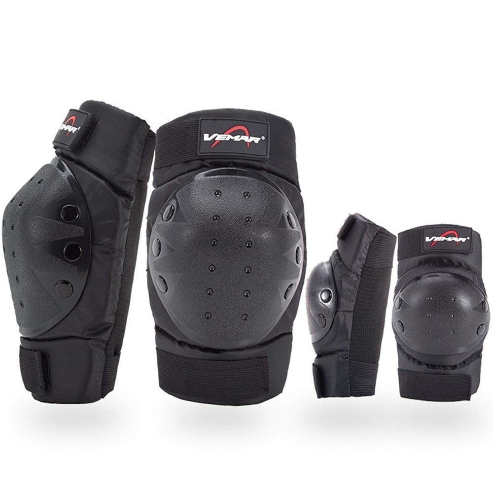 WIRUN 4pcs Motorcycle Knee Shin Guards Adjustable Elbow Guard Pads Crashproof Nonslip Knee Cap Pads Protector for Motocross Racing ATV Skating Protective Gear (Black83)