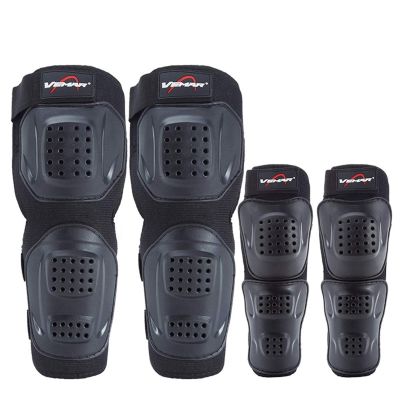 WIRUN 4pcs Motorcycle Knee Shin Guards Adjustable Elbow Guard Pads Crashproof Nonslip Knee Cap Pads Protector for Motocross Racing ATV Skating Protective Gear (Black51)