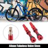 X AUTOHAUX 1 Set Universal Aluminum Alloy Rubber 44mm Bike Tubeless Valve Stems with Valve Core Remover Tool Kit and Valve Stem Caps for Mountain Bicycle Red view 2