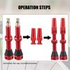 X AUTOHAUX 1 Set Universal Aluminum Alloy Rubber 44mm Bike Tubeless Valve Stems with Valve Core Remover Tool Kit and Valve Stem Caps for Mountain Bicycle Red view 4