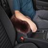 Real Long Wool Car Center Console Cover, Universal Interior Accessory Fit for Most SUV/Truck/Auto, Armrest Cushion Pad, Soft Warm & Fluffy for Winter Brown view 2