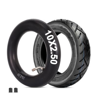 RUTU 10 x 2.50 tire and inner tube Set Replacement for Smart Self Balancing Electric Scooters, Hover Board Fits 10" Scooter Wheels, 36v, 48v, 400w, 500w, 800w Hub Motor, High Rubber Content