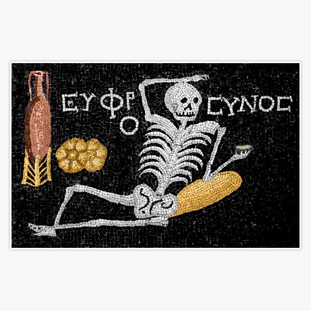 Be Cheerful, Enjoy Your Life - Ancient Greek Mosaic Sticker Bumper Sticker Vinyl Decal 5"