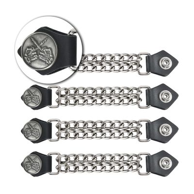 Dream Apparel 4PCS Motorcycle Vest Extenders for Men, Biker Vest Extenders with Faux Leather Ends and Double Chrome Chains