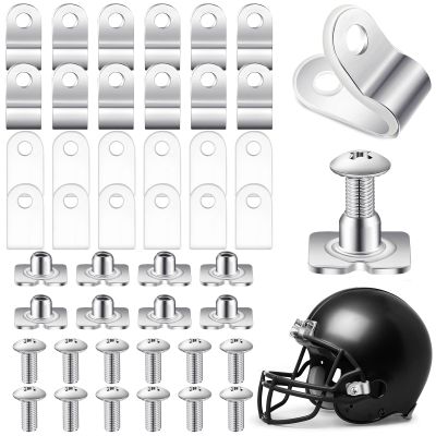 Fabbay 32 Pcs Football Helmet Repair Kit Football Helmet Hardware Kit R Shape Visor Clips Screws Nuts with Rubber Gaskets for Hockey Baseball Sports