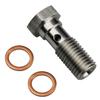 KRD PERFORMANCE Universal Stainless Steel M10x1.25 Metric Thread Turbo Brake Line Banjo Bolt with M10 Copper Washers, Single Banjo Bolt 24mm Length view 1