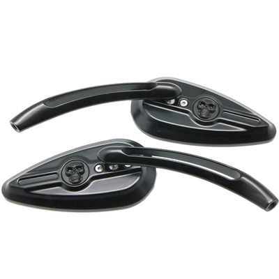 MotorToGo 1Pair CNC Black 3D Skull TearDrop Motorcycle Mirrors Compatible for Ducati Monster 1100