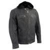 Milwaukee Leather Vintage SFM1802 Men's Black Nubuck Leather Hooded Jacket - 3X-Large view 1