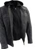 Milwaukee Leather Vintage SFM1802 Men's Black Nubuck Leather Hooded Jacket - 3X-Large view 4