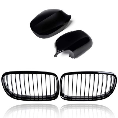 Astra Depot Gloss Black Kidney Grilles & Mirror Covers for BMW E90 E91 LCI