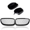 Astra Depot Gloss Black Kidney Grilles & Mirror Covers for BMW E90 E91 LCI view 1