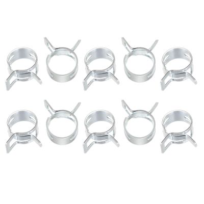 uxcell 10pcs 13mm Spring Band Type Action Fuel/Silicone Vacuum Hose Pipe Clamp Low Pressure Air Clip Clamp, Zinc Plated