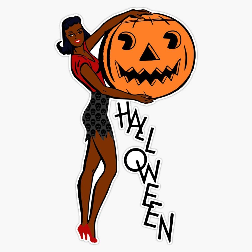black pin up halloween Sticker Bumper Sticker Vinyl Decal 5"