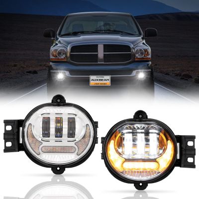 Auxbeam LED Fog Lights for Dodge Ram 1500 02-08 2500/3500 03-09 - Chrome