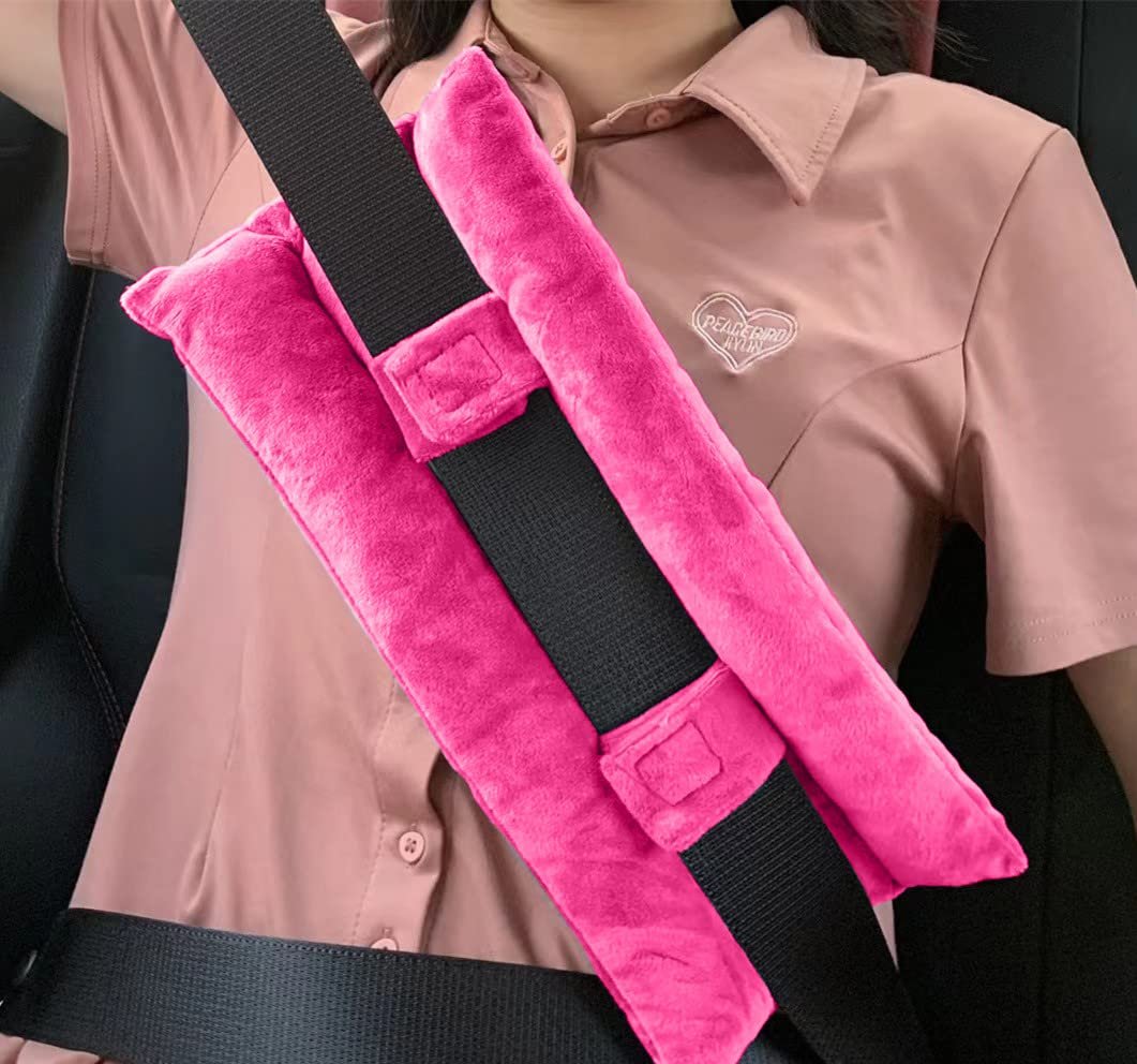 SKIYHON Seat Belt Pillow for Mastectomy Post-Surgery, Heart Surgery Recovery Support Cushion for Chest Chemo Port Pacemaker Bypass Hysterectomy Recovery Pillow (Dark Pi-nk)
