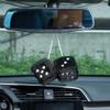 JSCARLIFE Fuzzy Plush Dice 2.95, Retro Square Plush Hanging Mirror Fuzzy Dices for Car Interior Ornament Decoration (Black) view 3